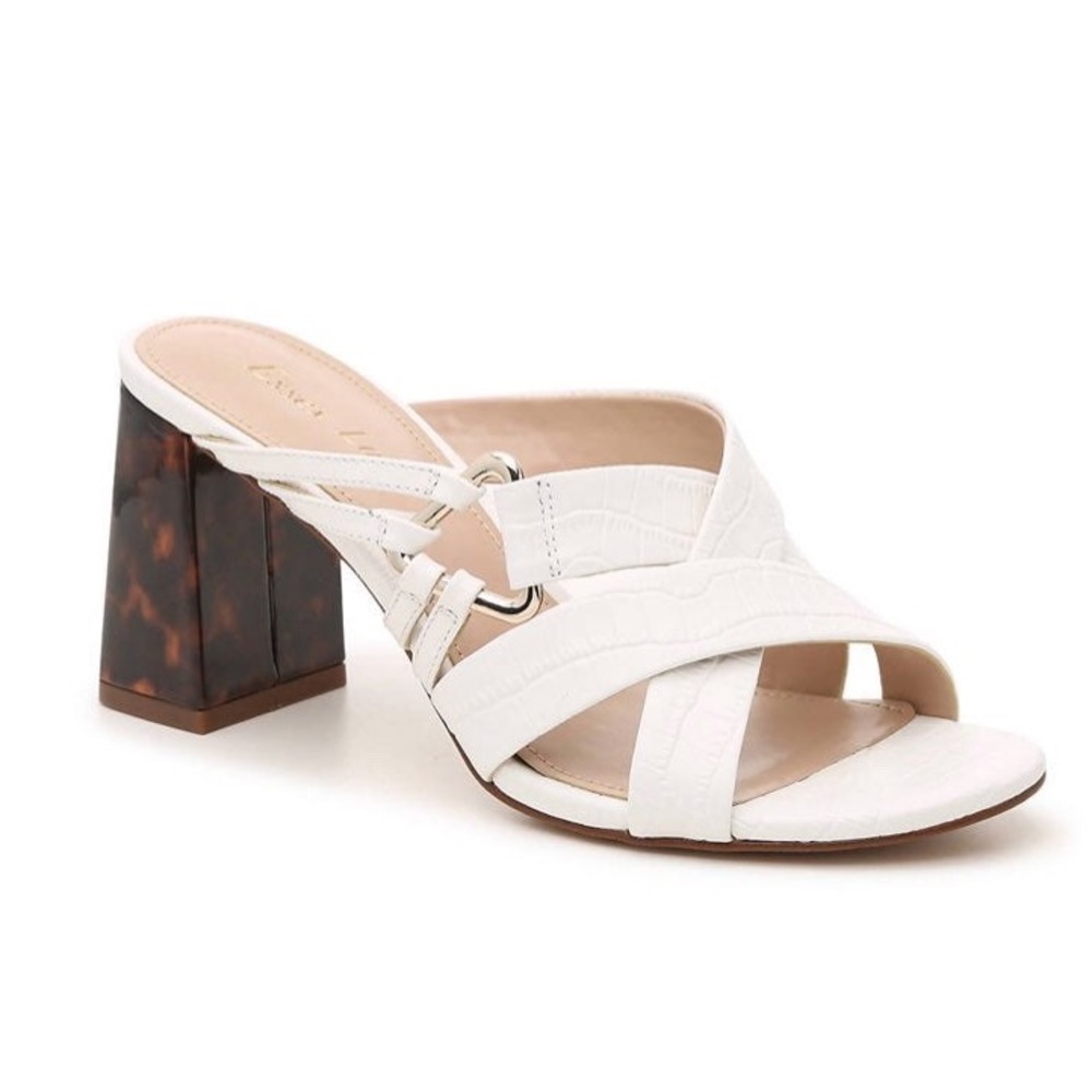 White Croc Leather Sandals